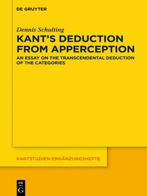 cover image of Kant's Deduction From Apperception